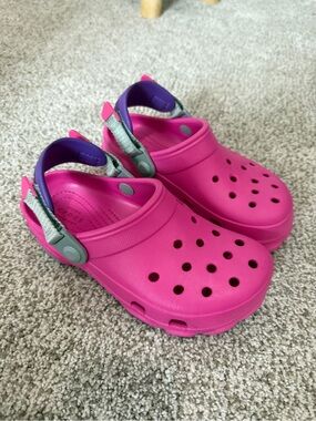 CROCS Kids Hot Pink All Terrain Sandals with Purple Heel Strap